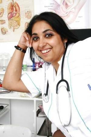 Fat Indian nurse Alice flashing upskirt underwear in hospital - India on modelies.com