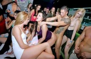 Party going chicks gets wild and crazy with male strippers inside a club on modelies.com