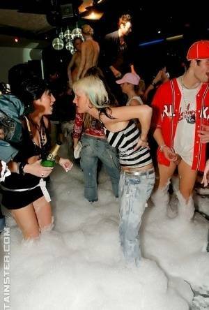 Adorable babes and horny guys are into hardcore foam sex party on modelies.com