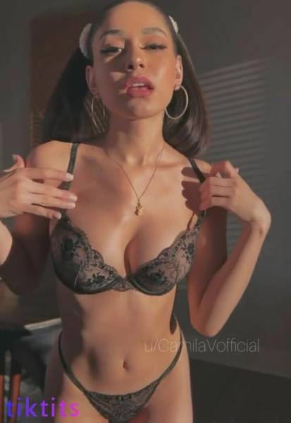 Sexy mulatto rubs her best nude tits on modelies.com