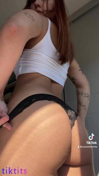 Girl takes her panties off her athletic ass for a TikTok ass on modelies.com