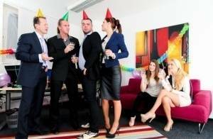 Birthday celebrations get out of hand when group sex fucking breaks out on modelies.com