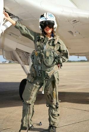Sizzling mature babe Roni strips from military air force uniform on modelies.com