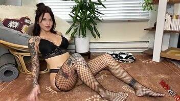Octavia May Teasing in all black & fishnets with dark lipstick onlyfans porn videos on modelies.com
