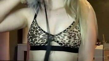 Onlyellebaby cheetah see through bra tease with a whip. question f xxx onlyfans porn videos on modelies.com