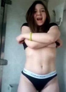 Teen get naughty on a trains public toilet on modelies.com