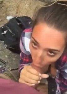 Blowjob Outdoor with Cum in Mouth on modelies.com