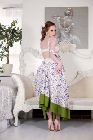 Solo model Ella Hughes releases her nice ass from vintage lingerie on modelies.com