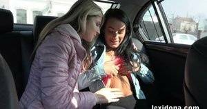Lexi Dona and her lesbian lover have sex in the backseat of a car on modelies.com