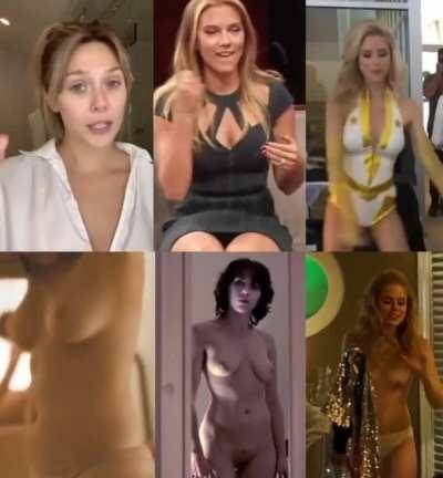 If you could breed one of these superheroines, who will it be - Elizabeth Olsen (Scarlet Witch), Scarlett Johansson (Black Widow) & Erin Moriarty (Starlight) on modelies.com