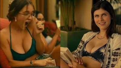 Which cleavage gets your load?-Sydney Sweeney or Alexandra Daddario in same episode of 'The White Lotus' on modelies.com