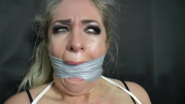 Kellie ballgagged taped up in legging - Britain on modelies.com